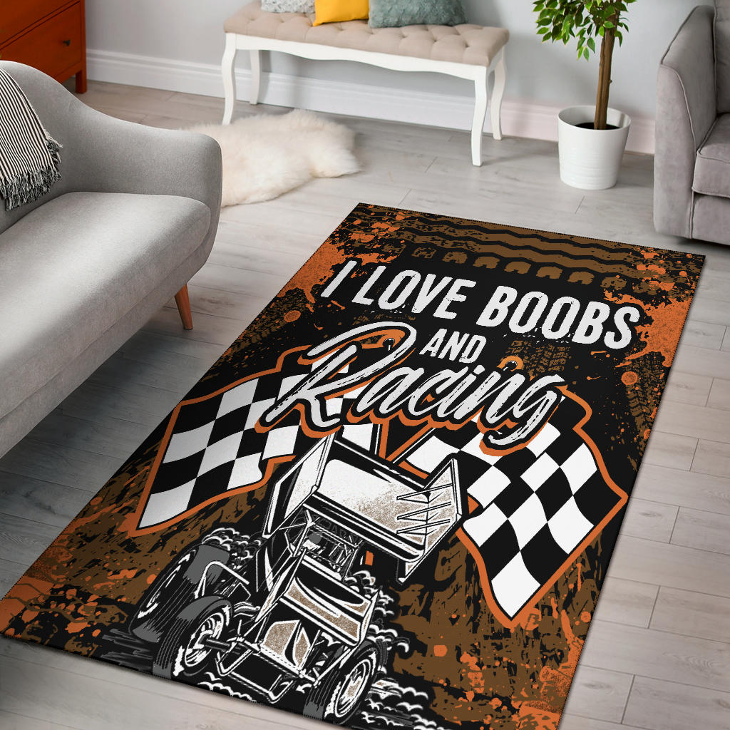 I Love Boobs And Sprint Car Racing Rug
