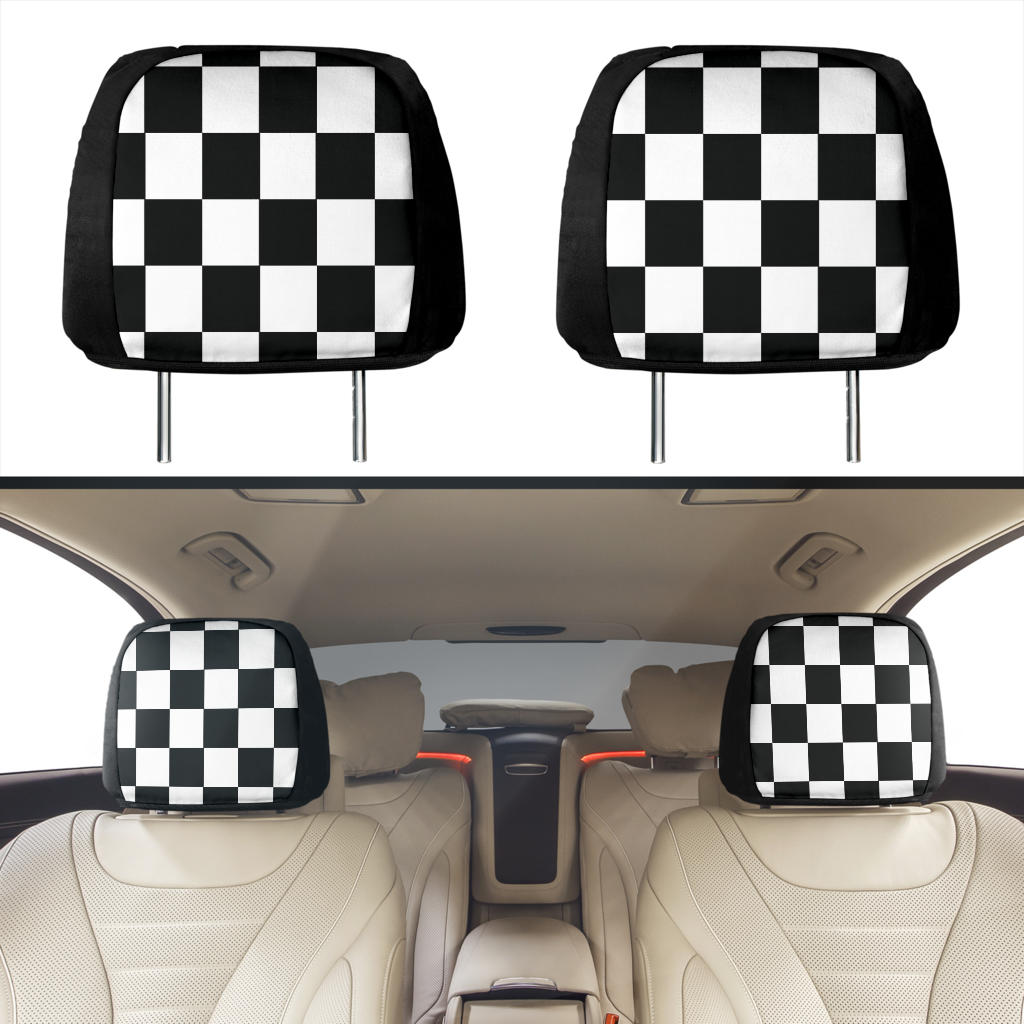 Racing Checkered Car Seat Headrest Covers