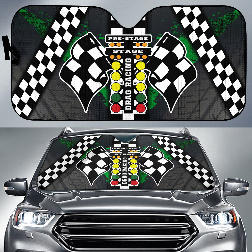 Drag Racing Windshield Sun Shade Green (ABOUT 2 WEEKS DELIVERY)