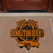 Custom shaped demolition derby door mat