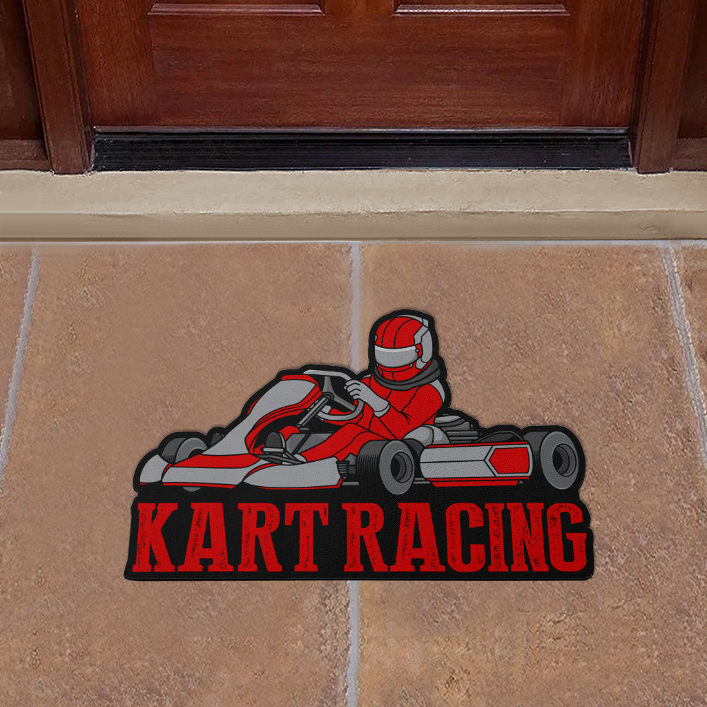 Custom shaped kart racing door mat