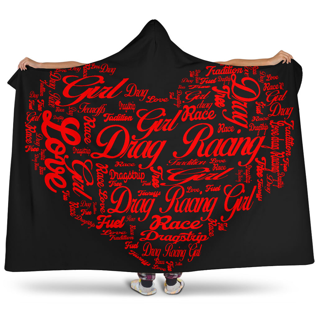 Drag Racing Girl heart hooded blanket