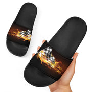 racing checkered flag slide sandals