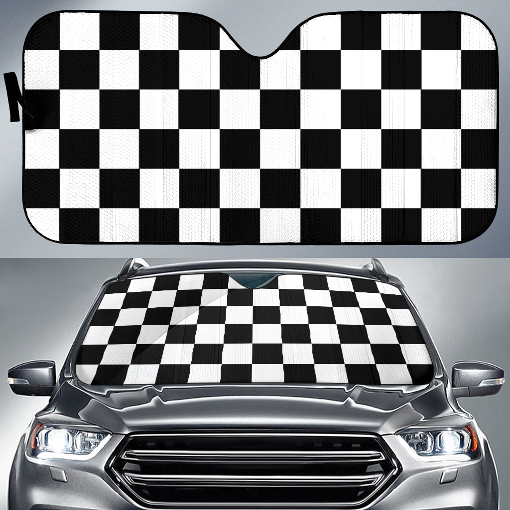 Racing Checkered Flag Windshield Sunshade