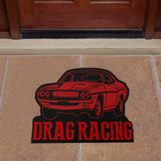 Custom shaped drag racing door mat
