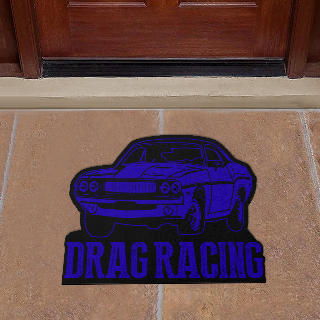 Custom shaped drag racing door mat