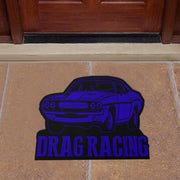 Custom shaped drag racing door mat