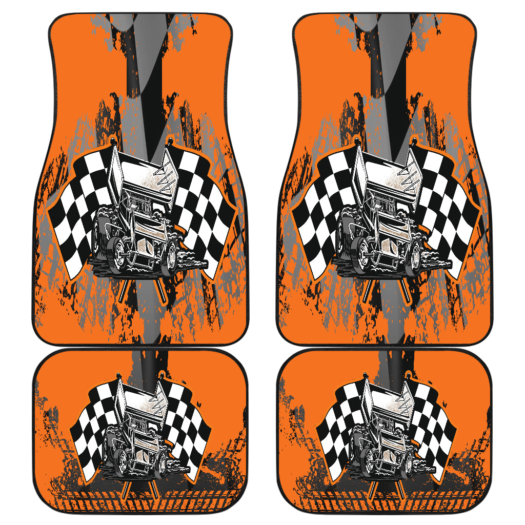 Sprint Car Racing Orange Car Mats (Set Of 4)