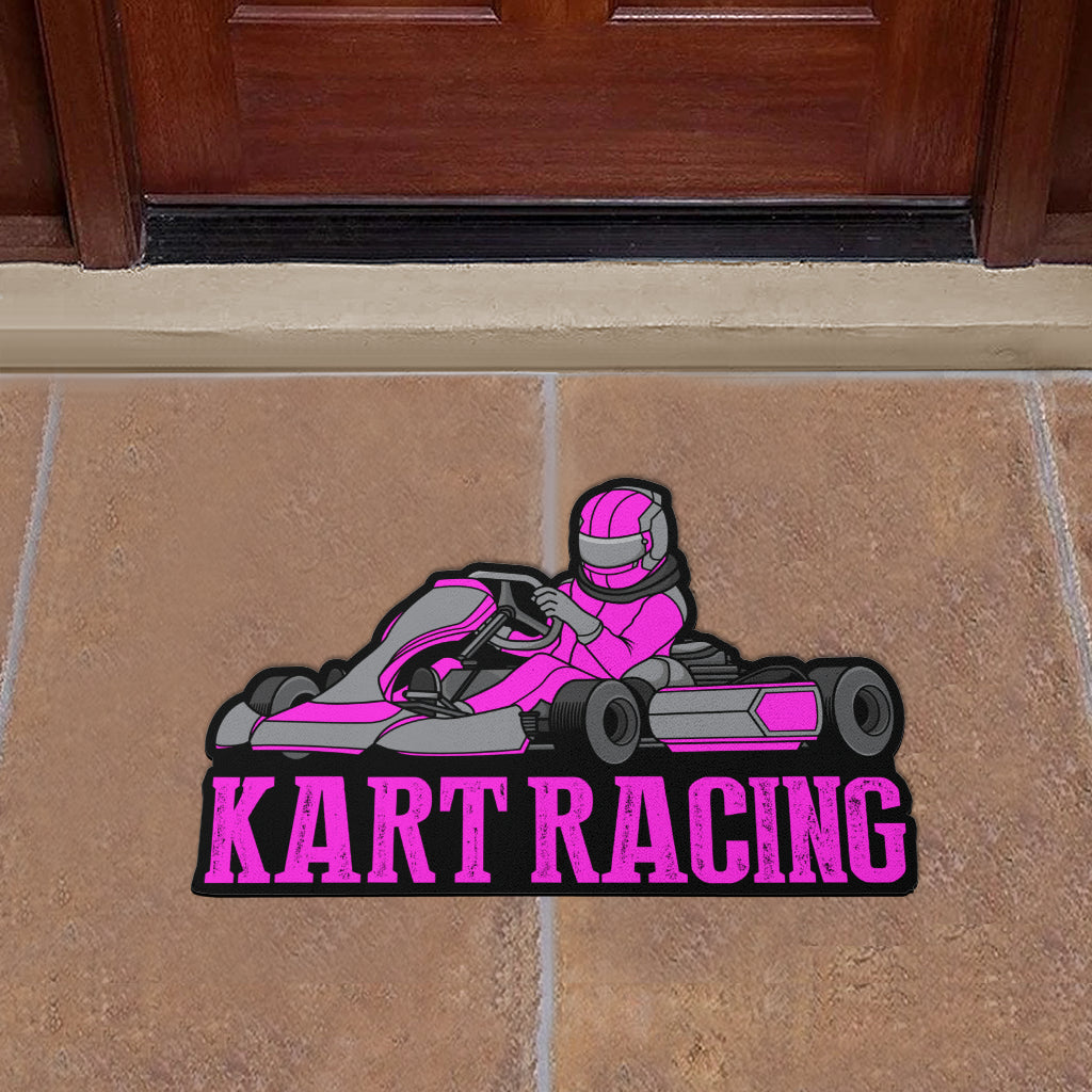 Custom shaped kart racing door mat