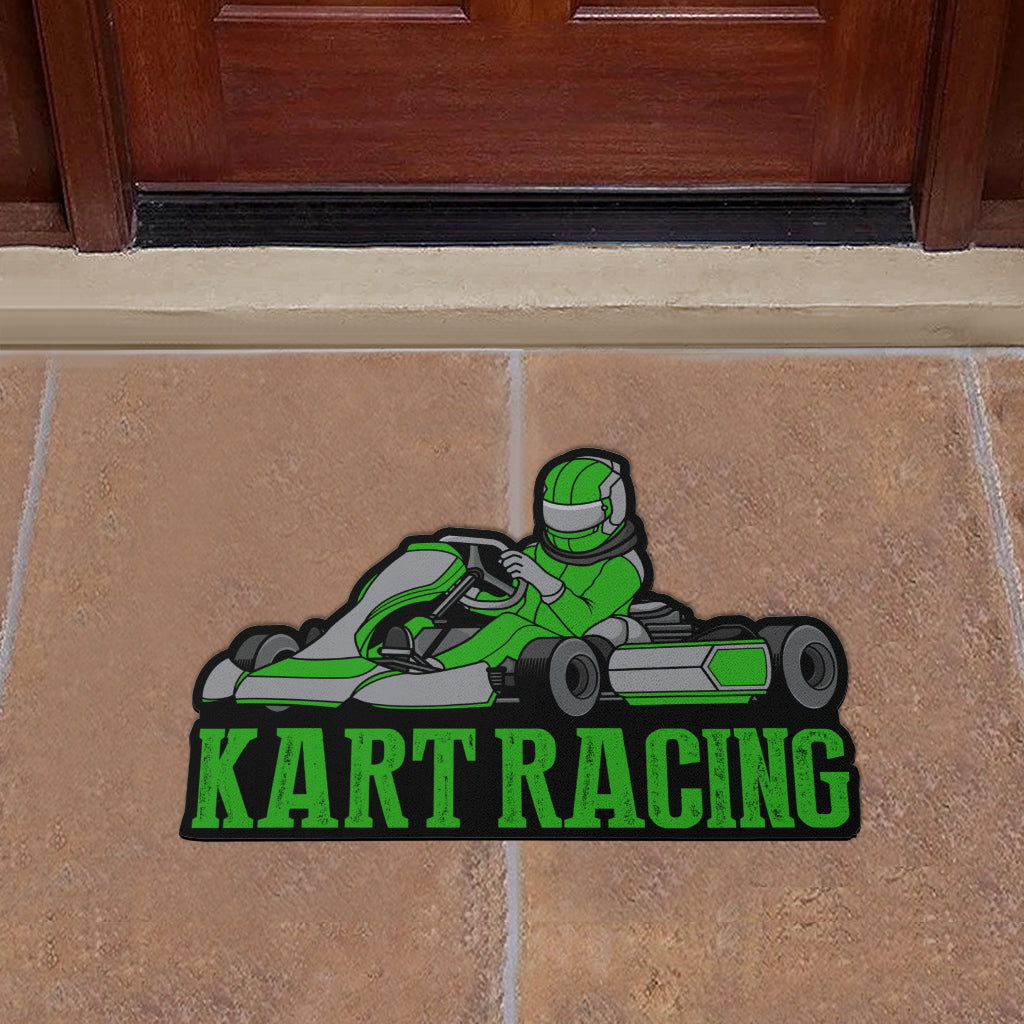 Custom shaped kart racing door mat