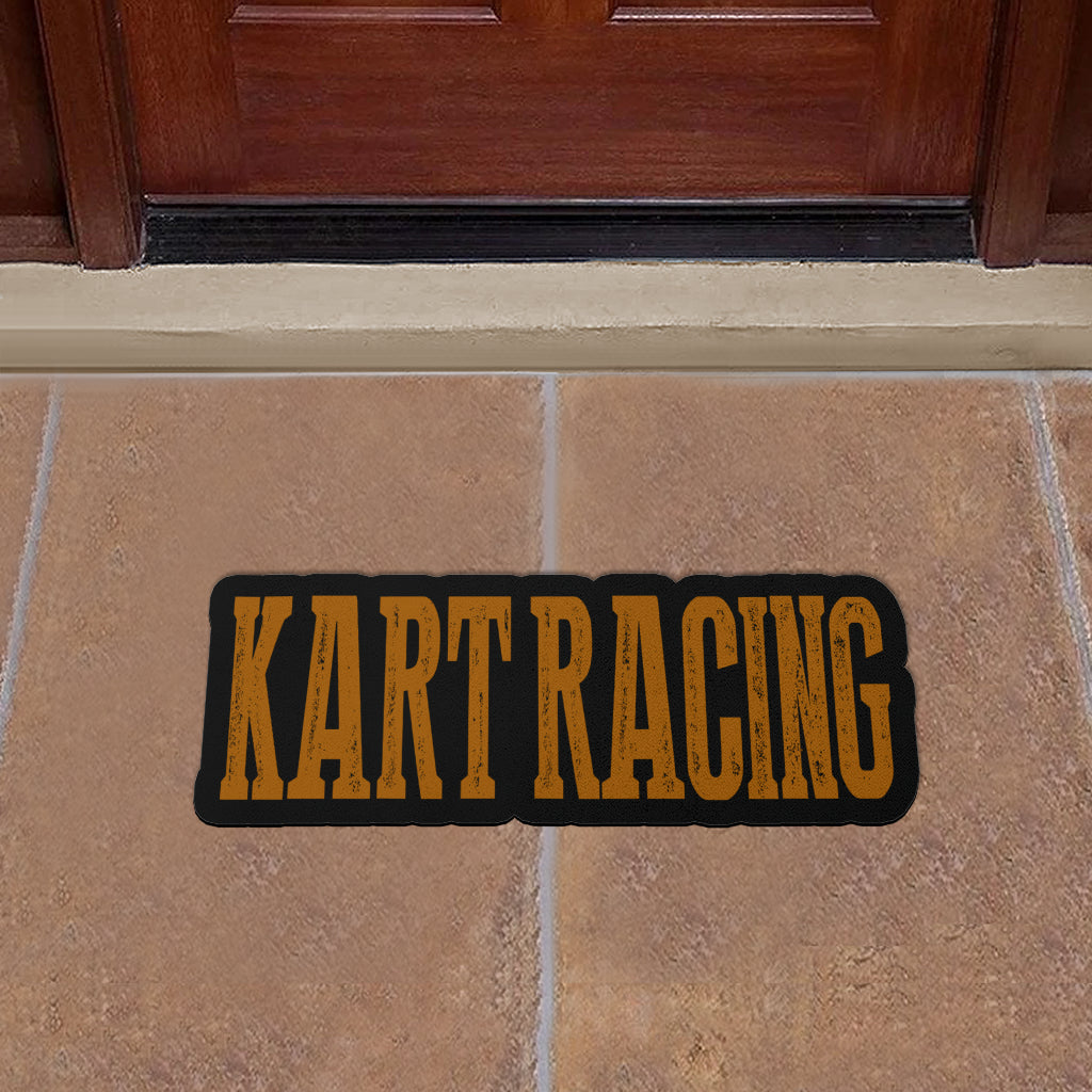 Custom shaped kart racing door mat