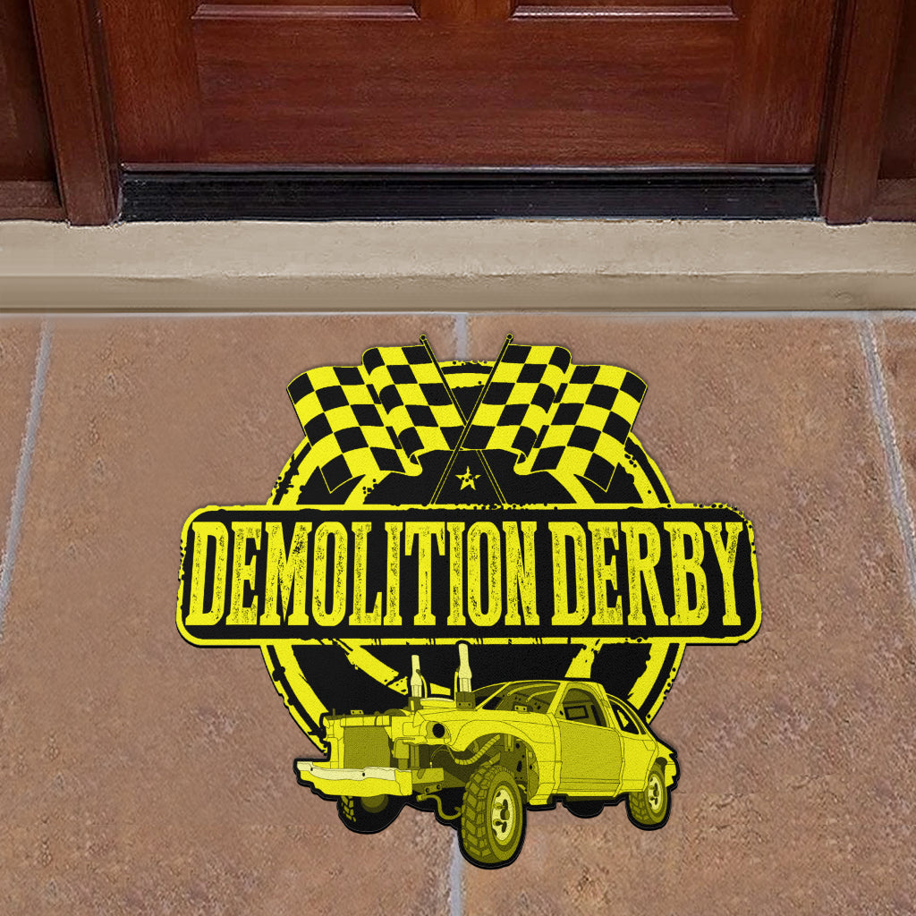 Custom shaped demolition derby door mat