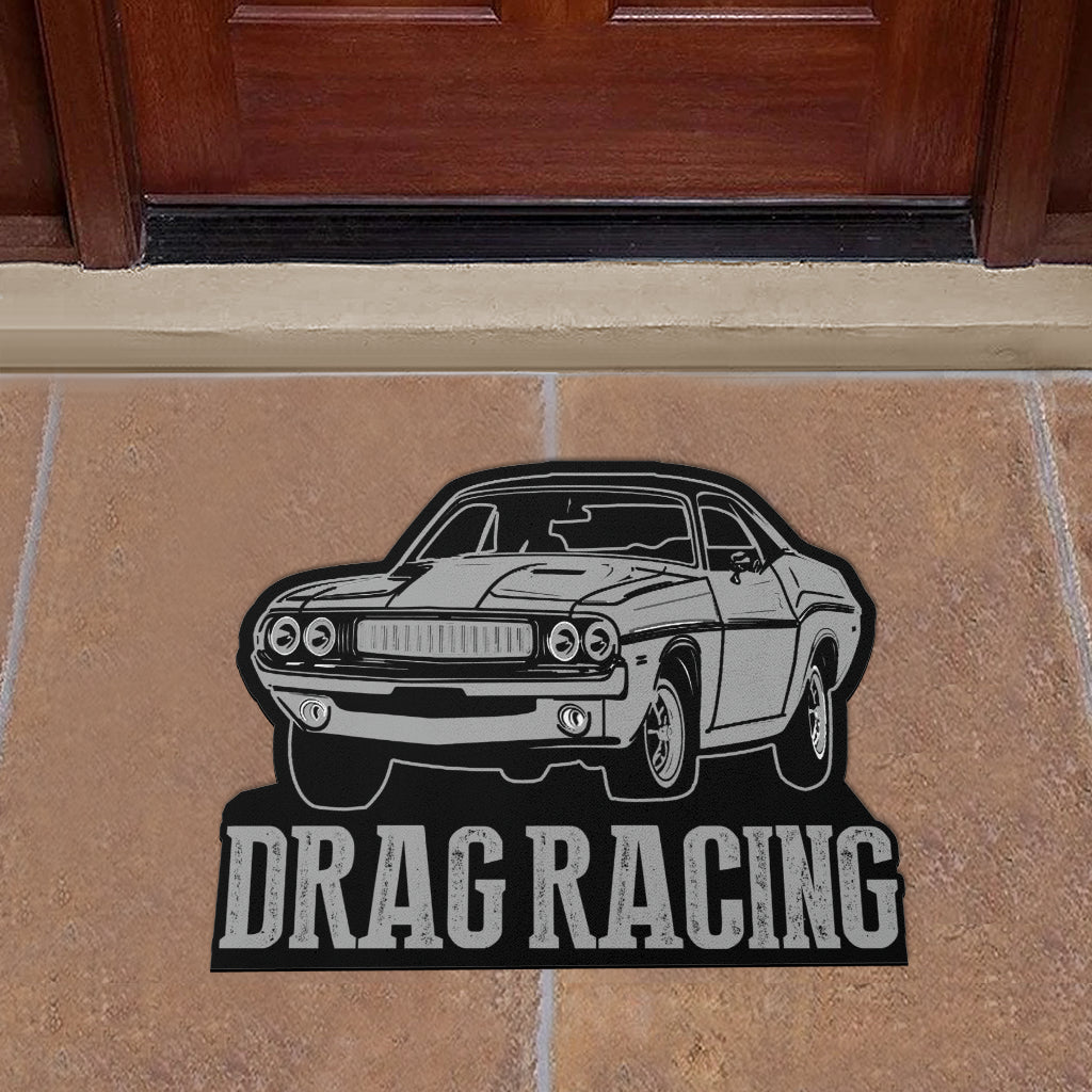Custom shaped drag racing door mat v3