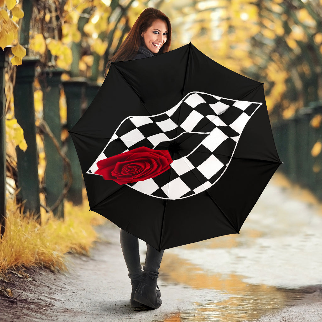 Racing Checkered Lips Kiss Umbrella