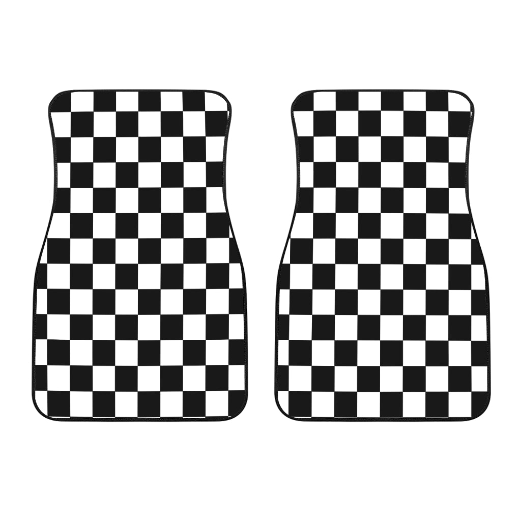 2 Front Racing Checkered Flag Car Mats