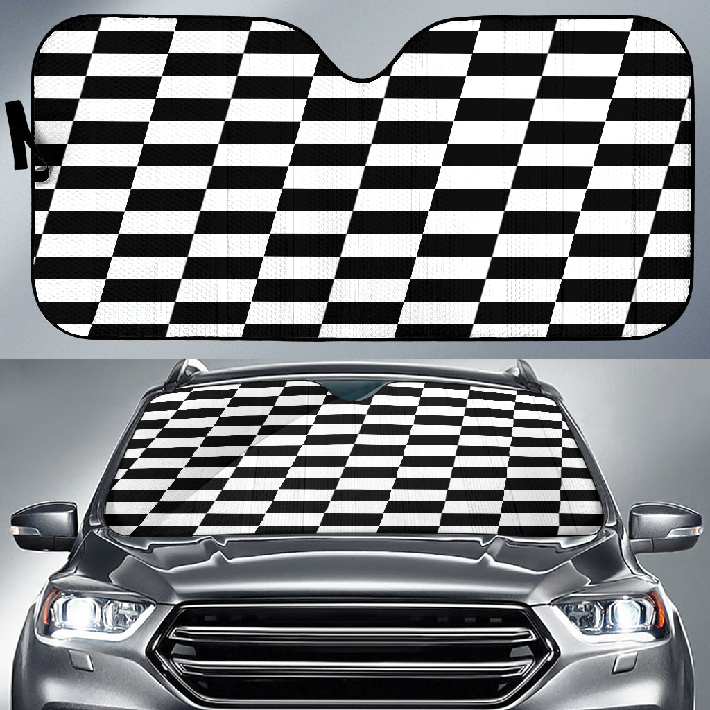 Racing Checkered Flag Windshield Sun Shade