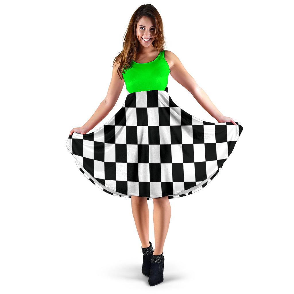 Racing Checkered Flag Dress Mixed Pistachio