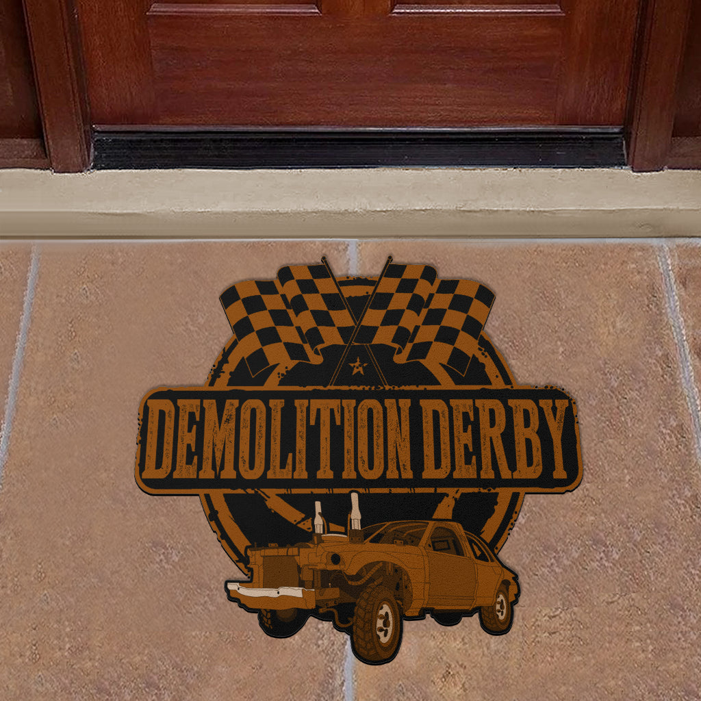 Custom shaped demolition derby door mat