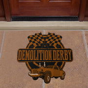 Custom shaped demolition derby door mat