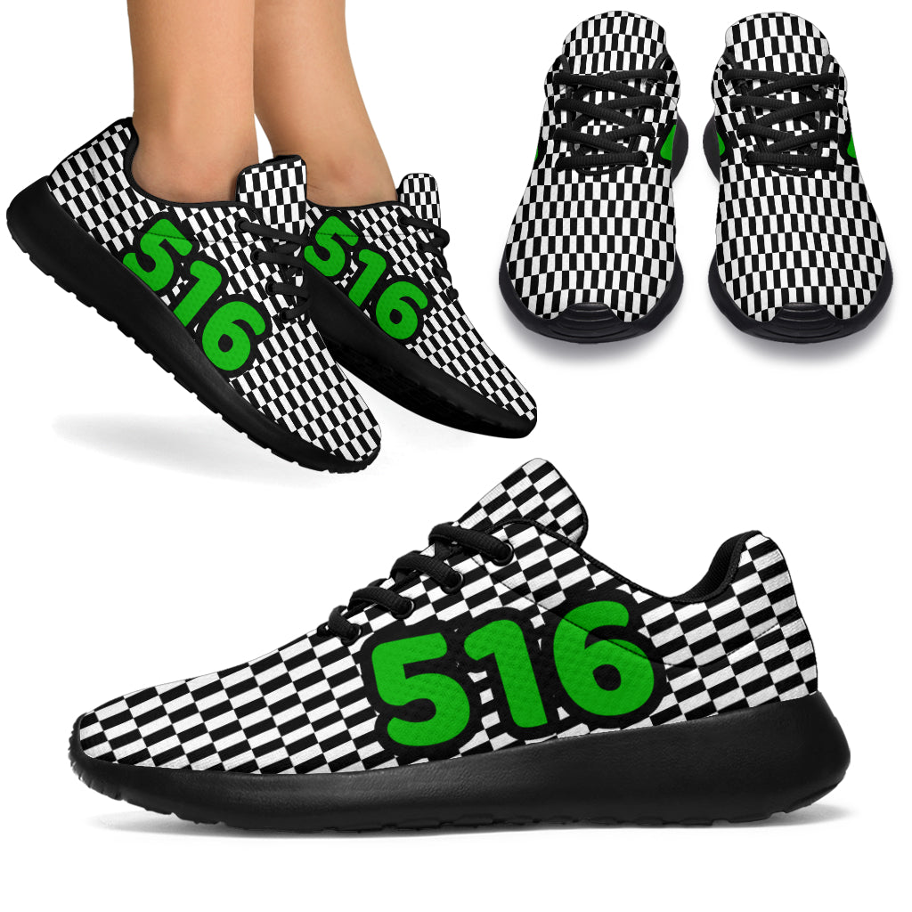 Racing Sneakers Checkered Flag Number 6NN White