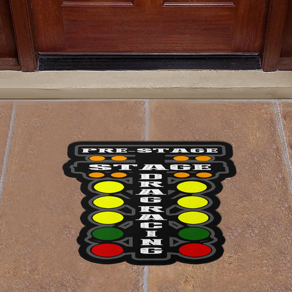 Custom shaped drag racing door mat