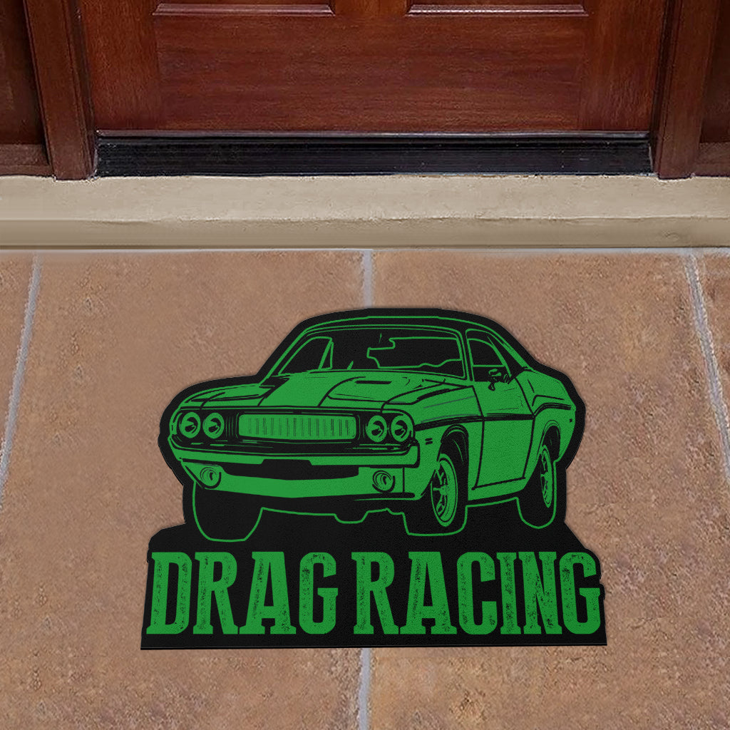 Custom shaped drag racing door mat