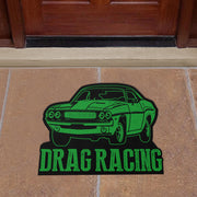 Custom shaped drag racing door mat