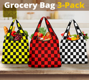 Racing Checkered Grocery Bags