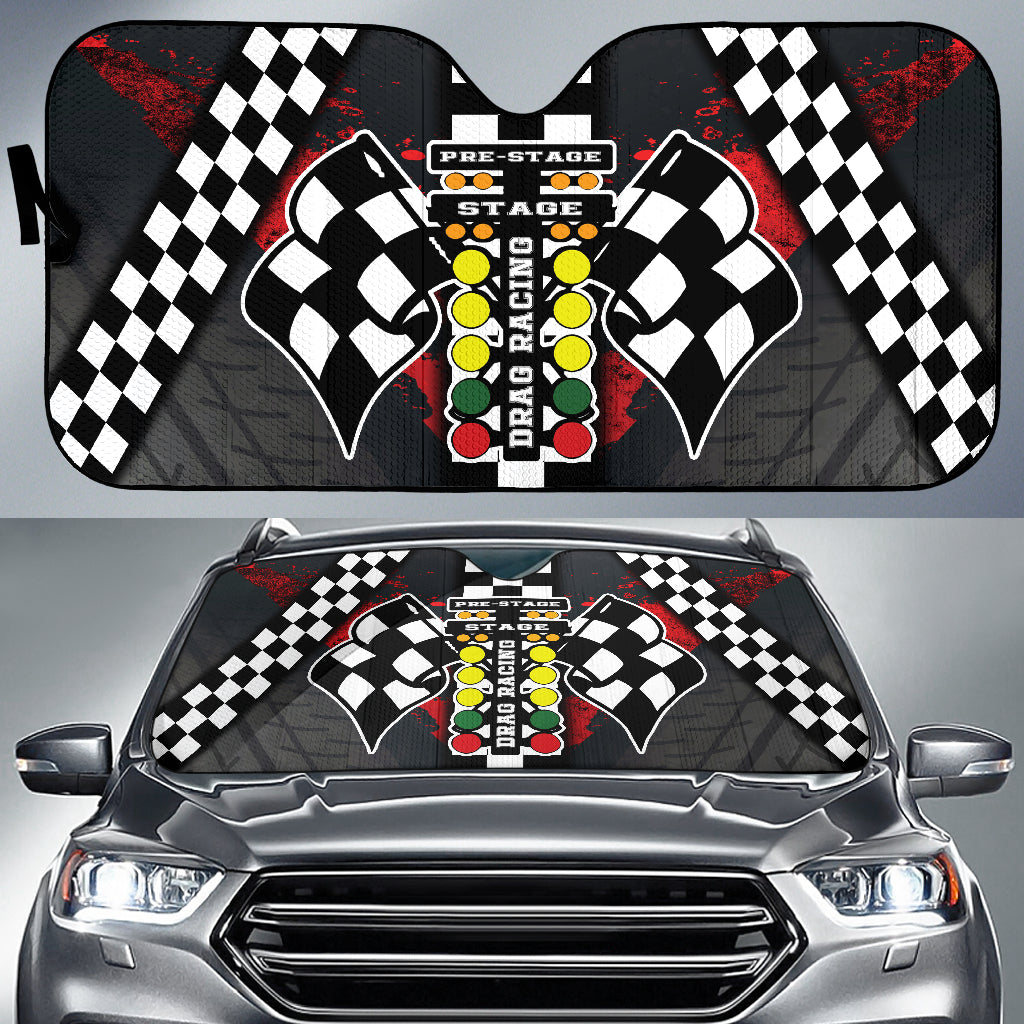 Drag Racing Windshield Sun Shade Red (ABOUT 2 WEEKS DELIVERY)