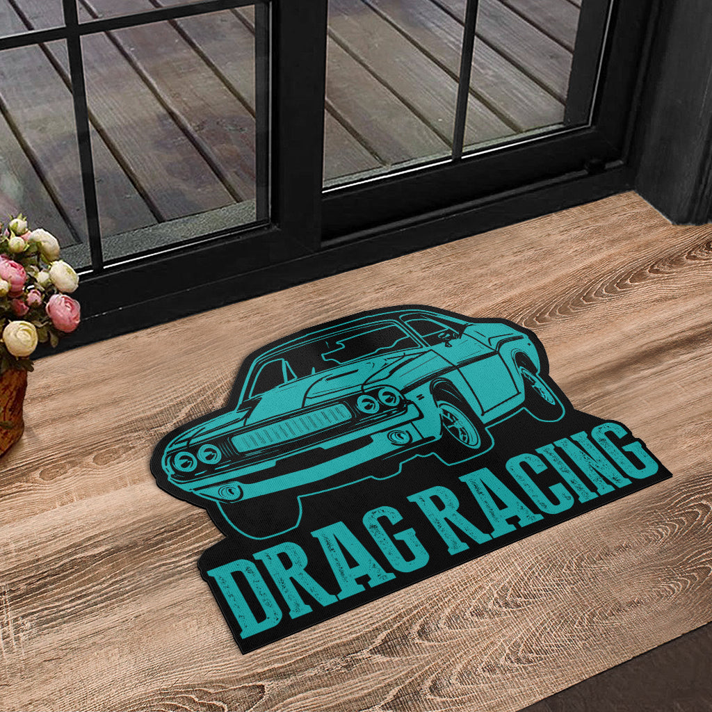 Custom shaped drag racing door mat v8