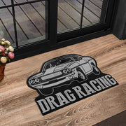 Custom shaped drag racing door mat