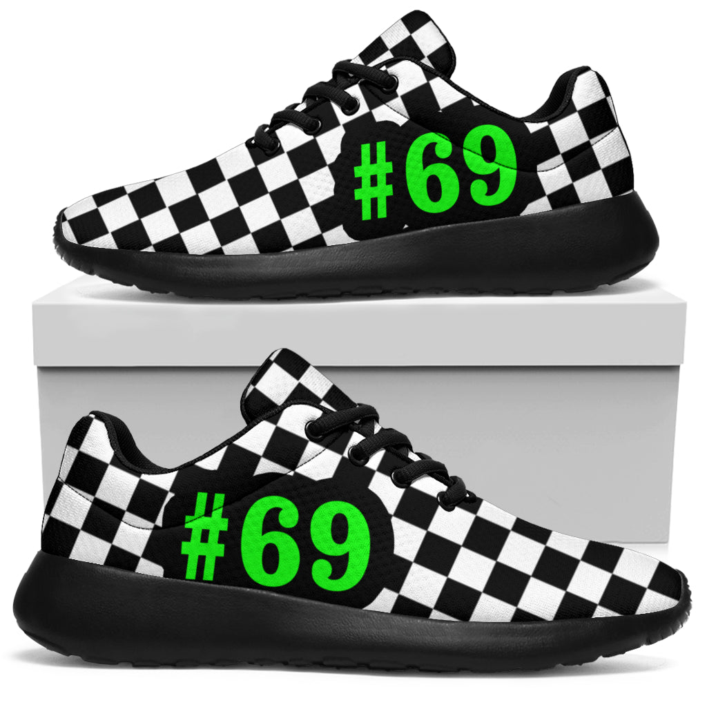 Custom racing sneakers #69 green