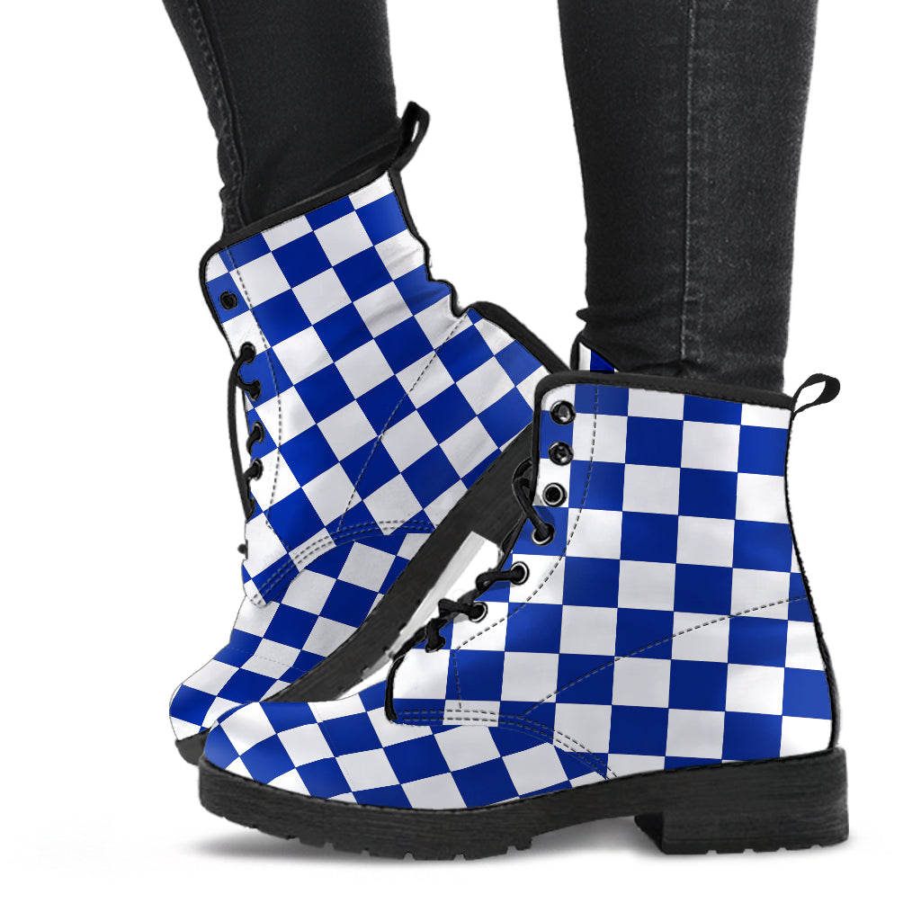 Racing Blue Checkered Boots
