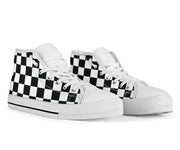 Racing checkered flag high top shoes