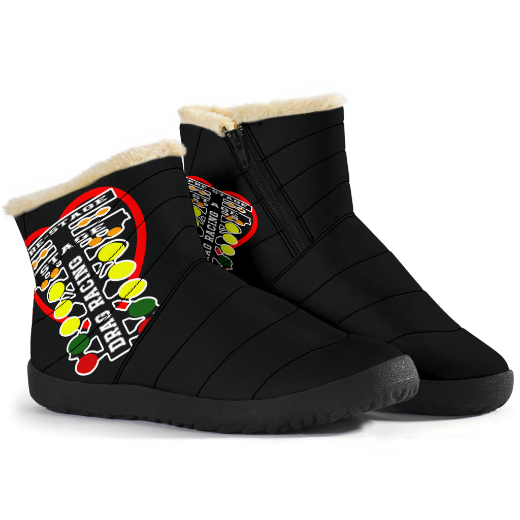 Drag Racing Heart Cozy Winter Boots