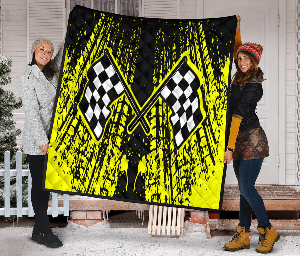 Dirt Track Racing Quilt Yellow