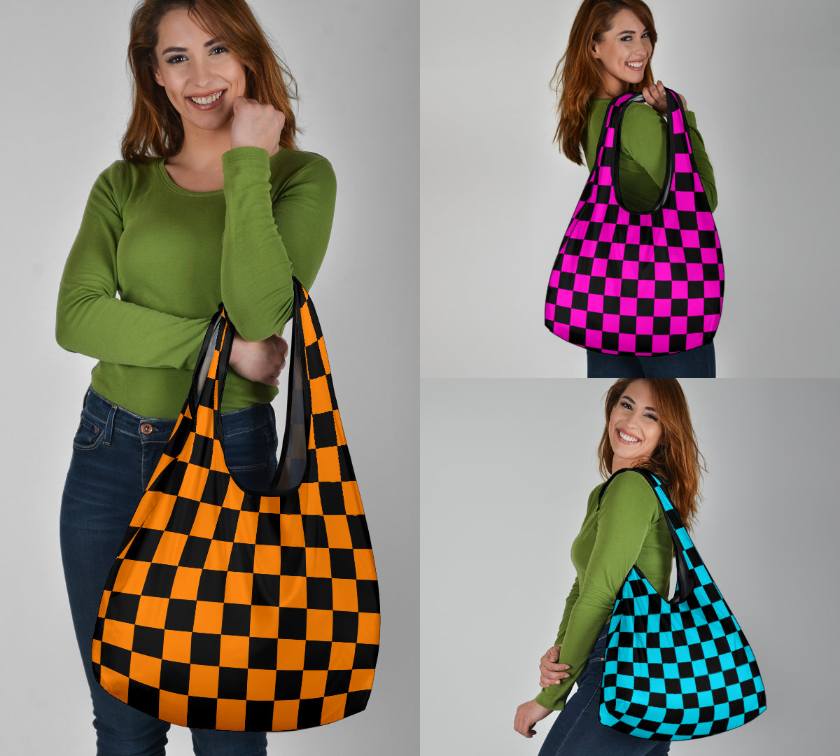 Racing Checkered Grocery Bags