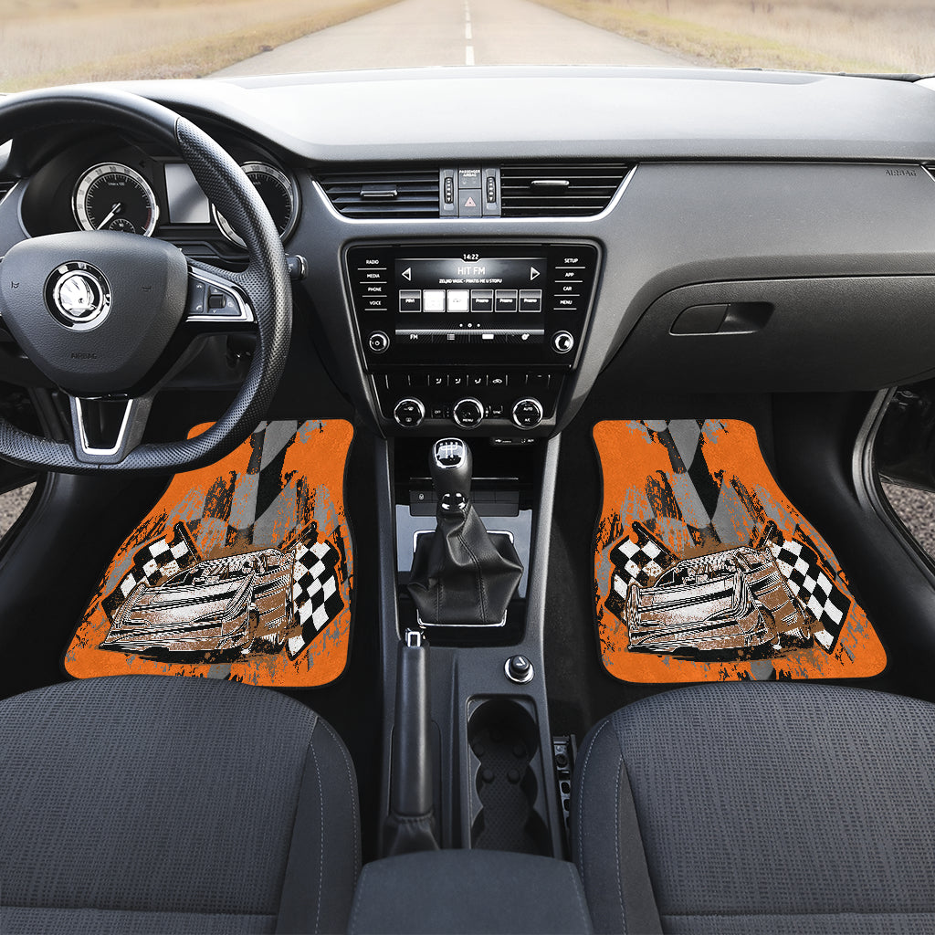 Dirt Racing Late Model Orange Car Mats (Set Of 4)