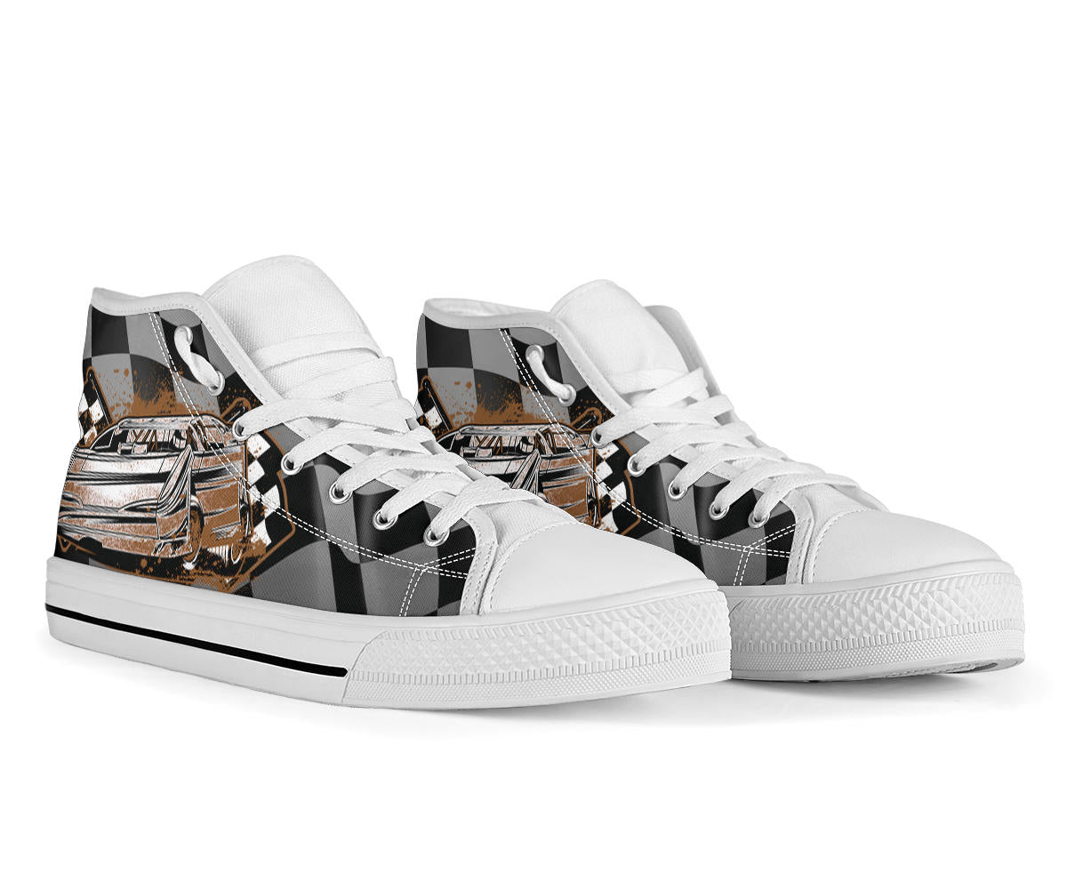 Racing Checkered High Tops Late Model White