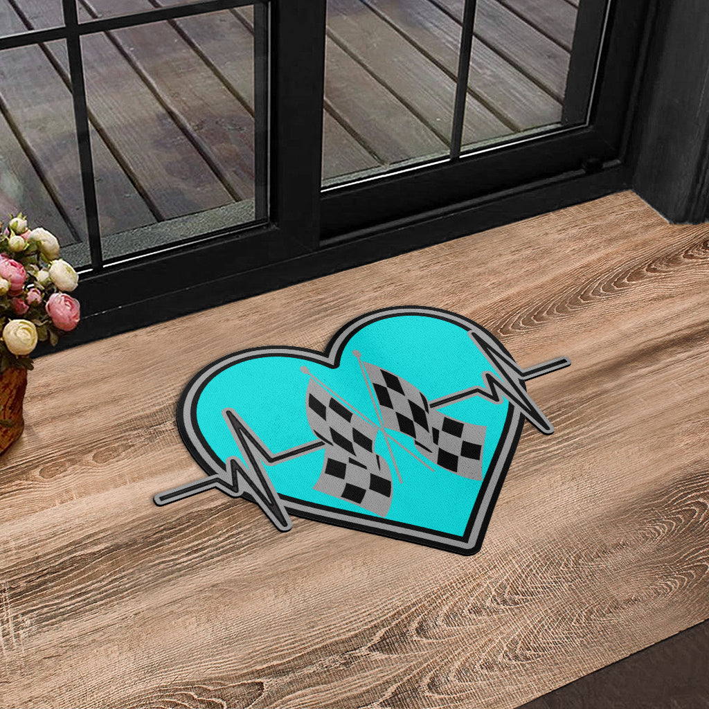 Custom Shaped Racing Heartbeat Door Mat