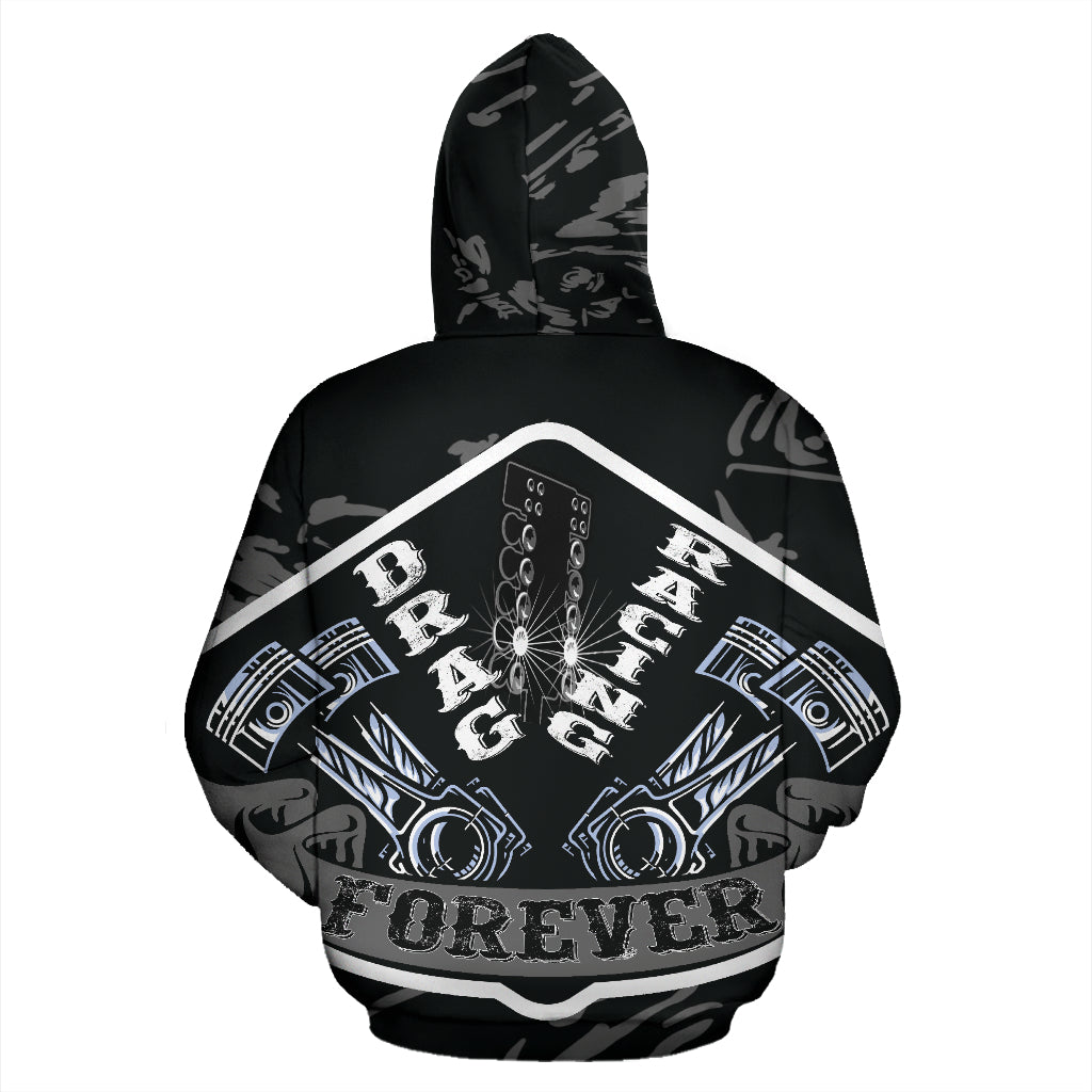 Drag Racing AOP Zip Up Hoodie