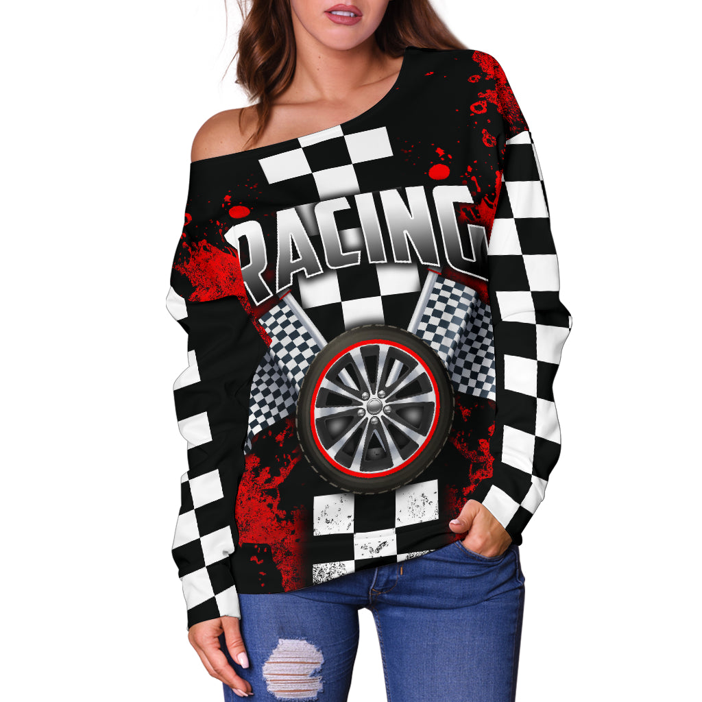 Racing Red Off Shoulder Sweater