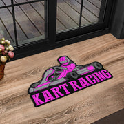 Custom shaped kart racing door mat