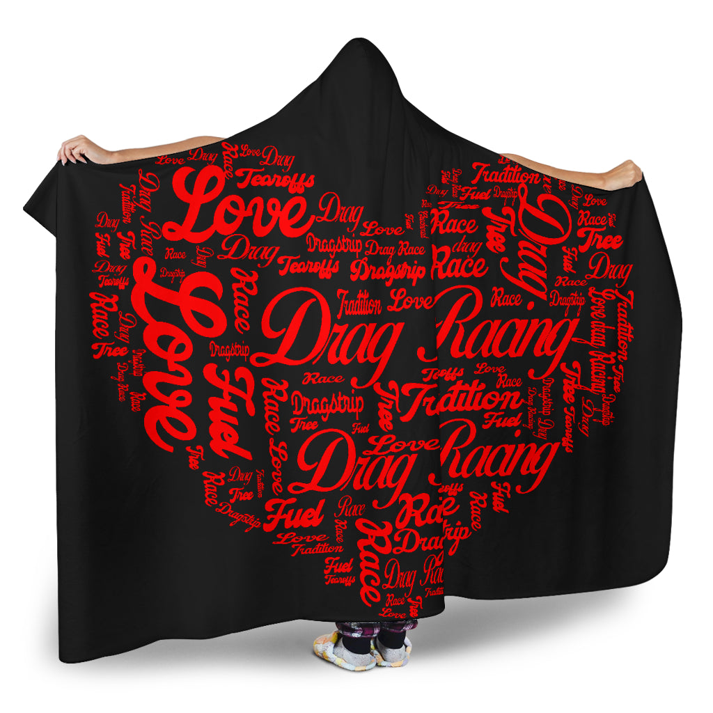 Love Drag Racing heart hooded blanket