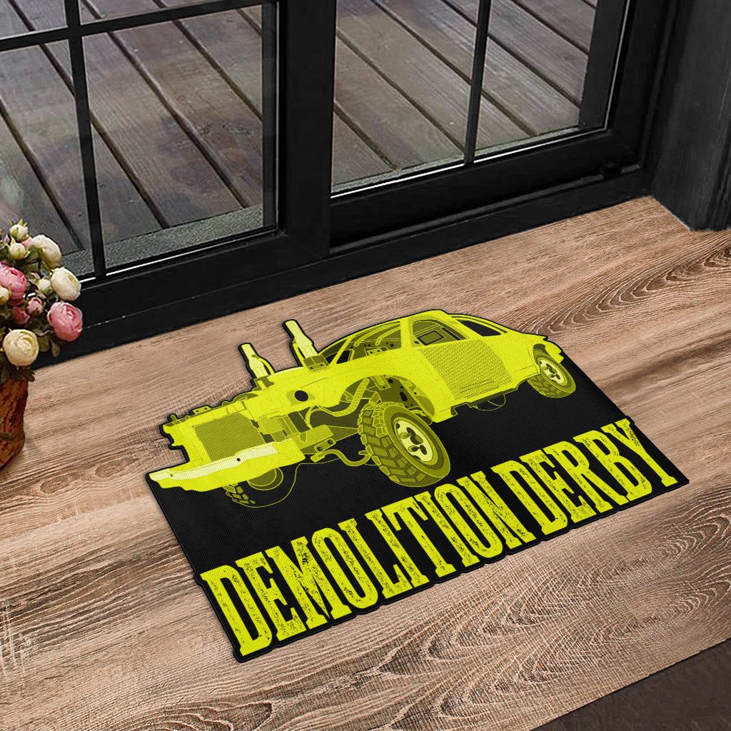 Custom shaped demolition derby door mat