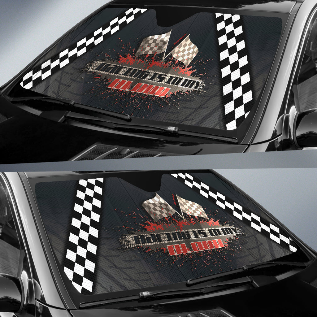 Racing Is In My Blood Windshield Sun Shade