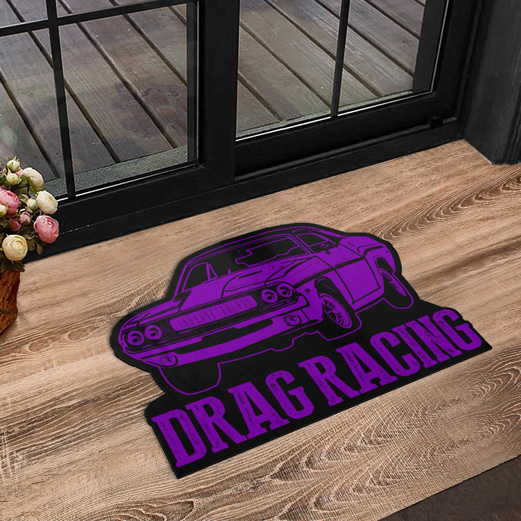 Custom shaped drag racing door mat
