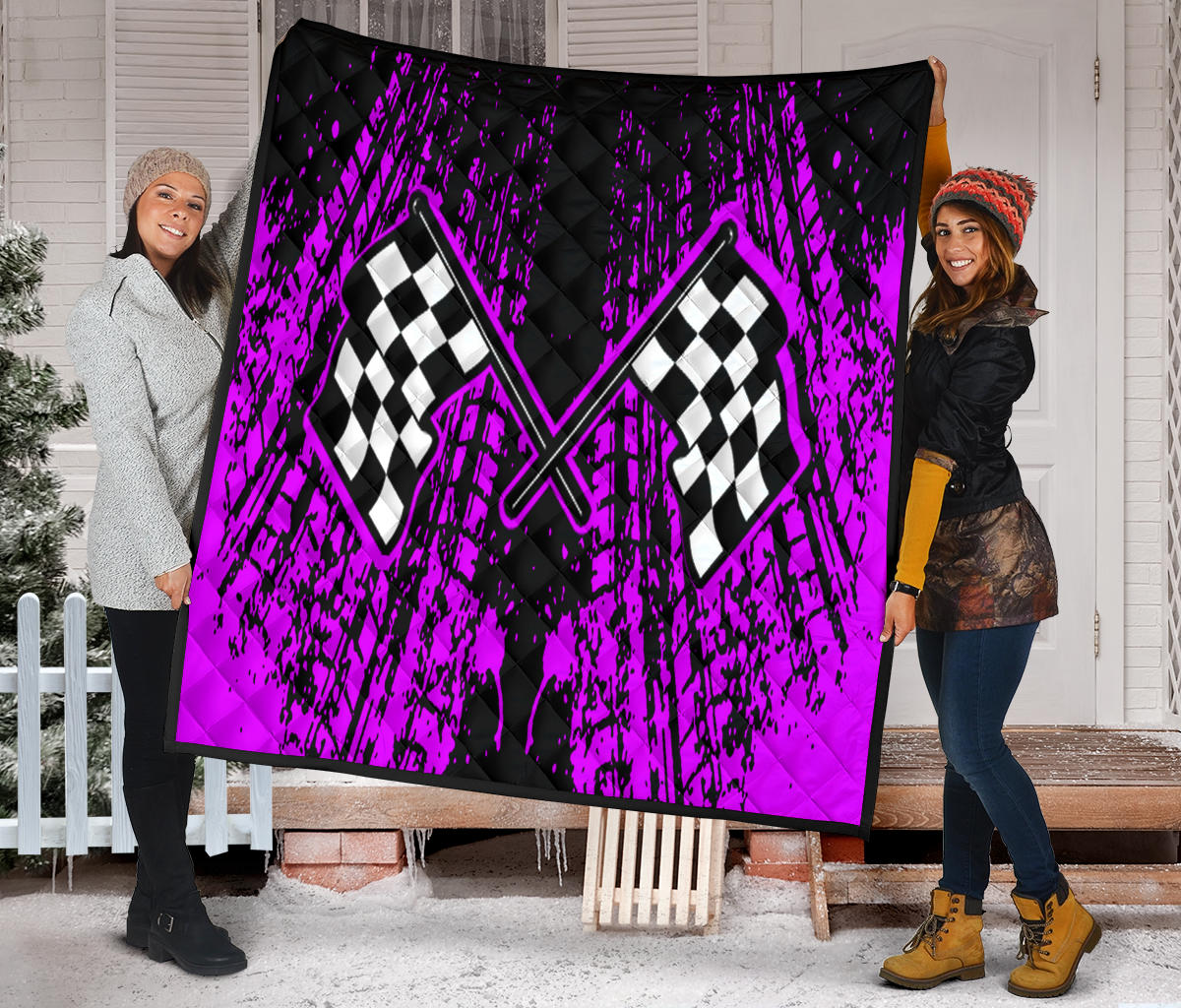 Dirt Track Racing Quilt Pink