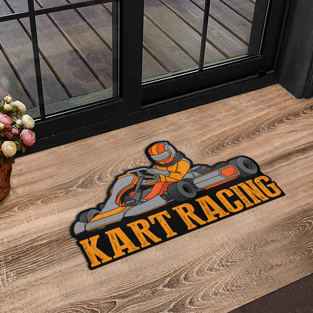 Custom shaped kart racing door mat