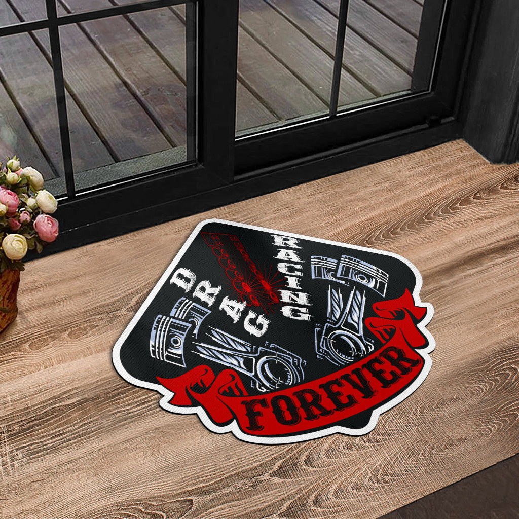 Custom shaped drag racing door mat